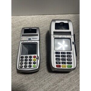 First Data FD130 FD400 GT Credit Card Terminal Silver Lot Of Two Unit Only